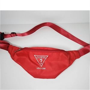 Guess Waist Bag Red Adjustable Strap Logo Zip